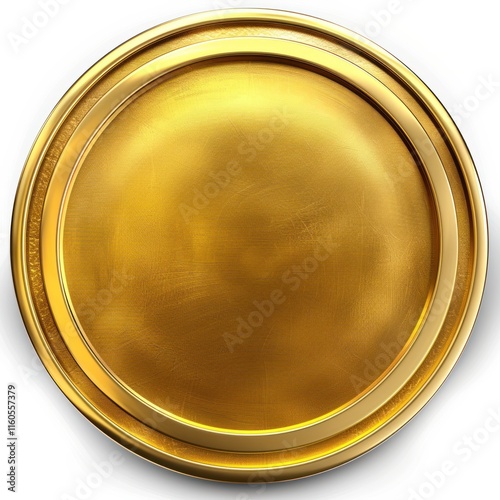 Gold round shield medal, textured.