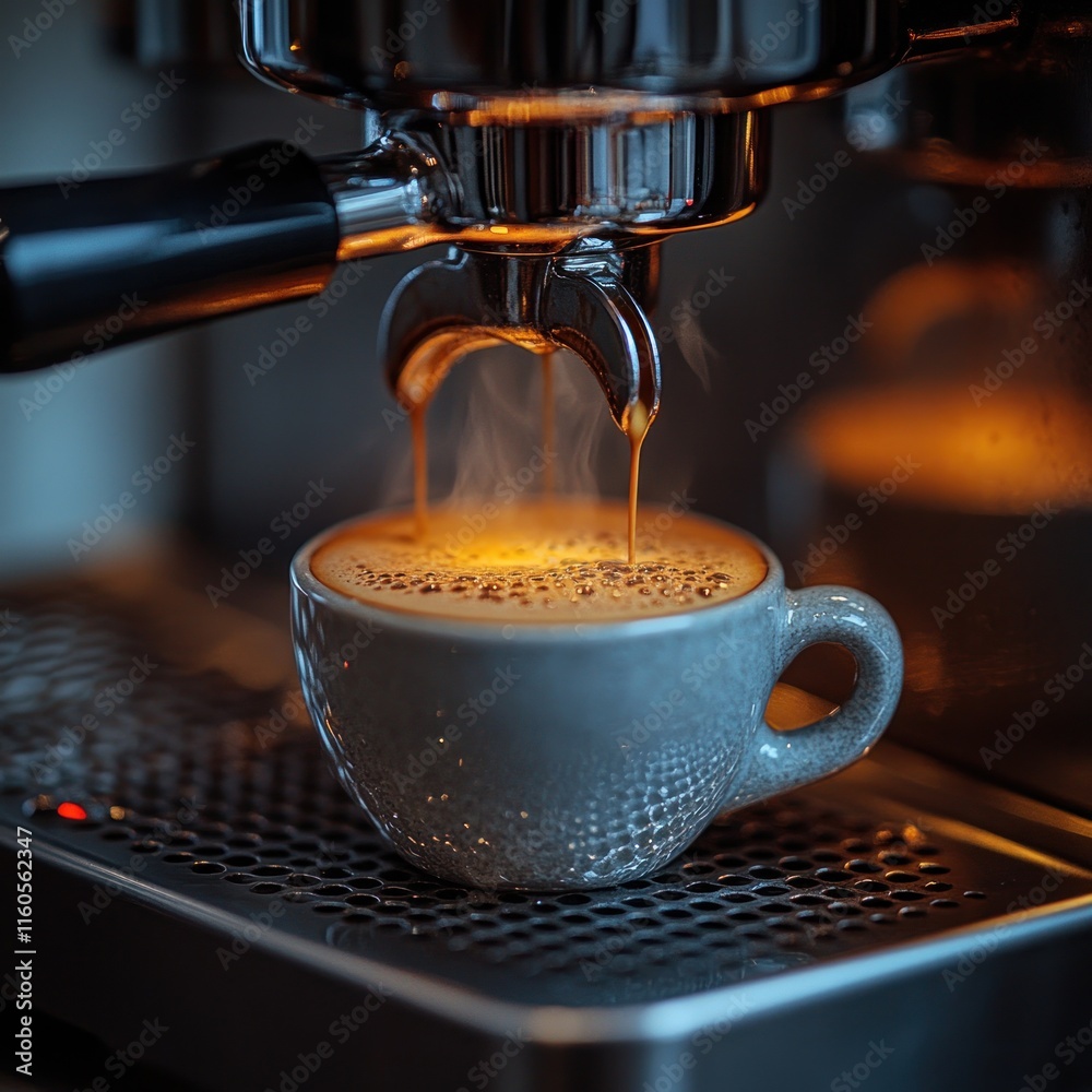 Espresso pouring from machine into cup. (1)