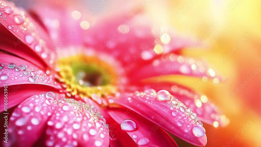 Close up water drops on flowers, Colorful flowers with water drops	
