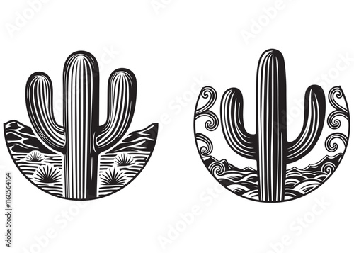 cactus logo silhouette vector illustration, Vector silhouette of a cactus, cactus icon vector logo, cactus silhouette of a cactus isolated on a white background