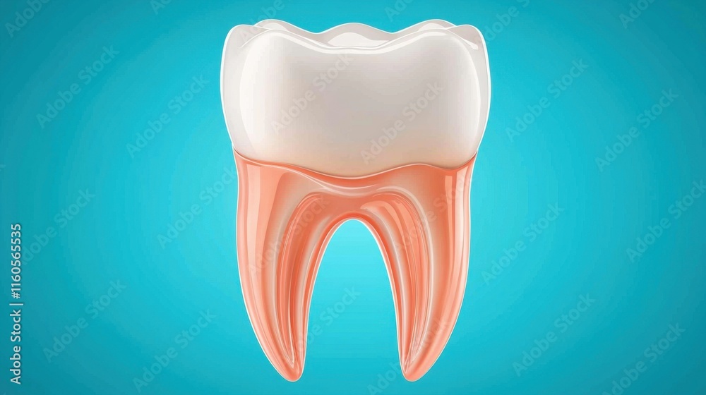 Close-Up of a Natural Tooth Illustration Emphasizing Its Structure and Color