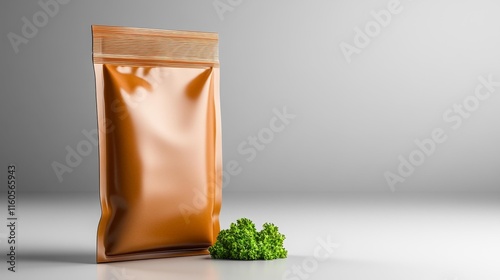 Bronze Food Seasoning Packet with Parsley. Generative AI photo