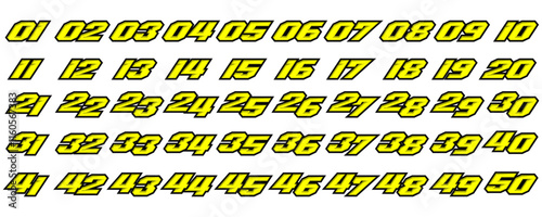 Set of racing number, start racing number, sport race number vector illustration