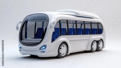 Futuristic city bus with modern design on white background. Generative AI photo