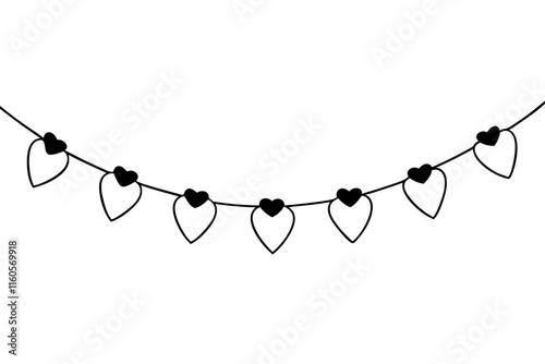 A string of small evenly spaced heart silhouette