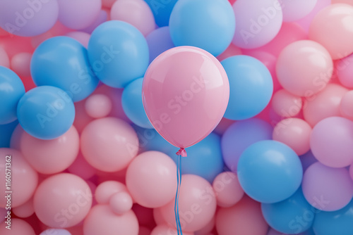 Blue and pink balloons. Gender reveal concept. Good for any project.