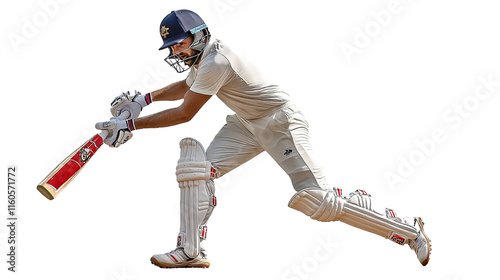 Cricket Player in Action: A dynamic shot of a cricket player executing a powerful stroke, showcasing the intensity and skill of the game. The image captures the energy and precision of the moment. 