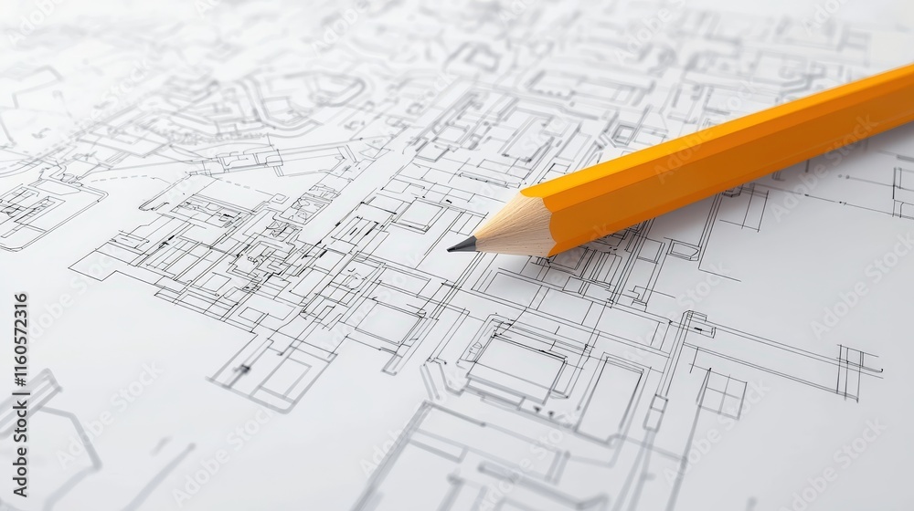 Architectural Design Planning Office Workspace Blueprint Document Indoor Top-Down View Construction Concept Architectural Design Planning Office Workspace Blueprint Document Indoor Top-Down View Construction Concept