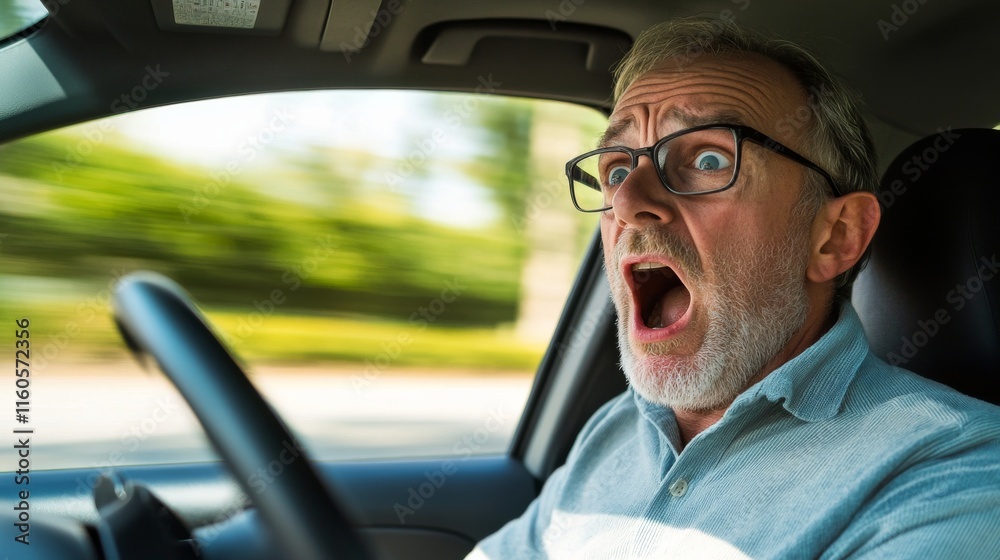 Car making strange noises while driving. Featuring a worried driver Car making strange noises while driving. Featuring a worried driver