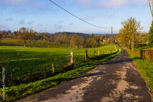 Konstfotografi Winter landscape of the Normandy bocage and the Souleuvre Valley from Le Bény-Bo