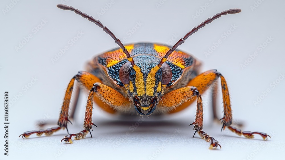 Colorful Stink Bug Close-Up on White Background. Generative AI Colorful Stink Bug Close-Up on White Background. Generative AI