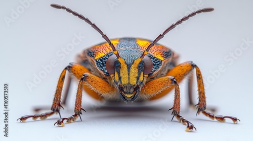 Colorful Stink Bug Close-Up on White Background. Generative AI photo