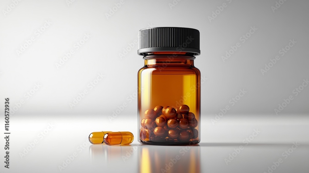 Amber Medicine Bottle Mockup Isolated. Generative AI Amber Medicine Bottle Mockup Isolated. Generative AI