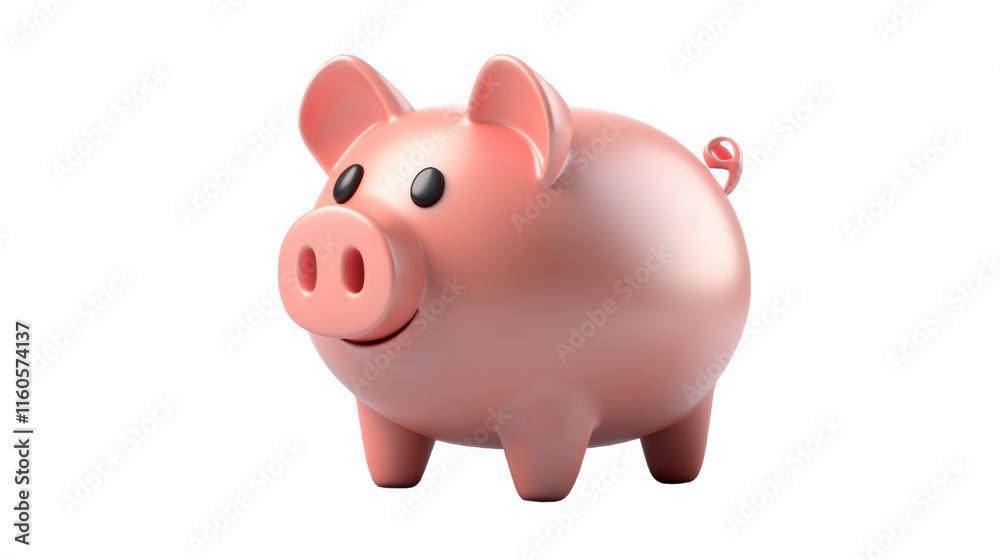 Smiling Piggy Bank: A cheerful pink piggy bank stands ready to save your hard-earned money. This adorable 3D render is perfect for illustrating financial concepts, savings goals. Smiling Piggy Bank: A cheerful pink piggy bank stands ready to save your hard-earned money. This adorable 3D render is perfect for illustrating financial concepts, savings goals.