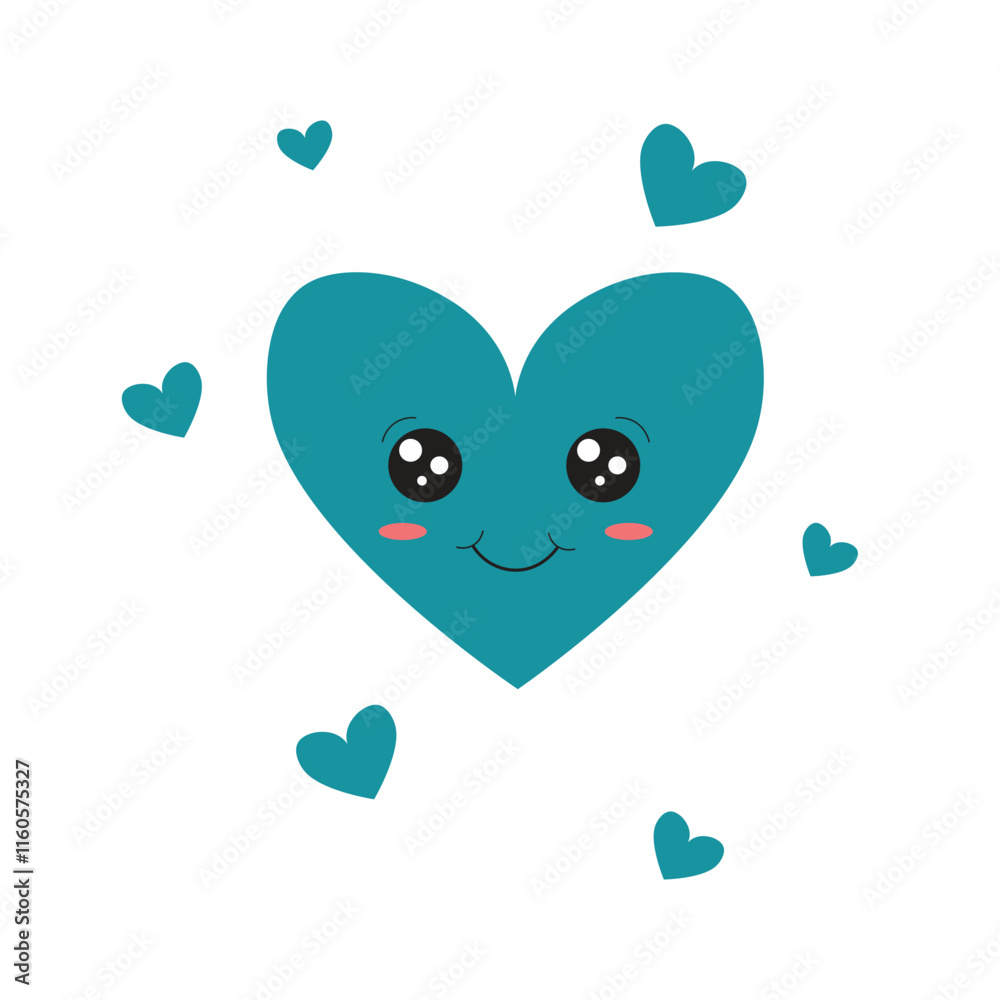 Fototapeta premium illustration of blue love smile character