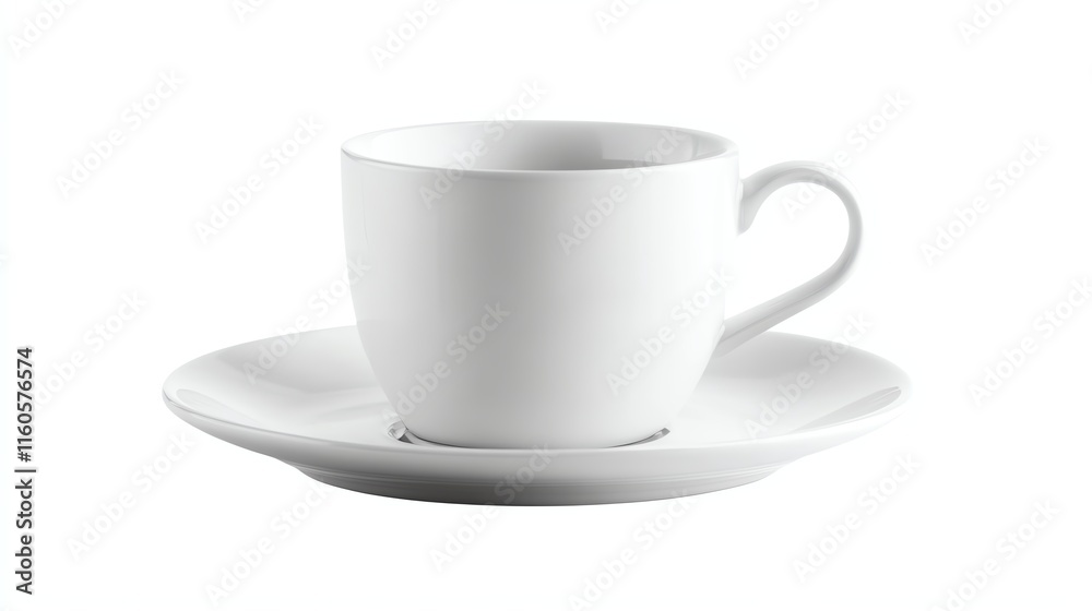 White porcelain cup with saucer on a white isolated background. White porcelain cup with saucer on a white isolated background.