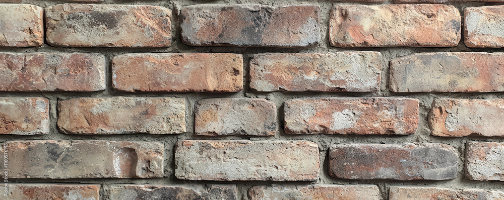 Brick masonry wall with visible mortar lines, showcasing rustic texture Brick masonry wall with visible mortar lines, showcasing rustic texture