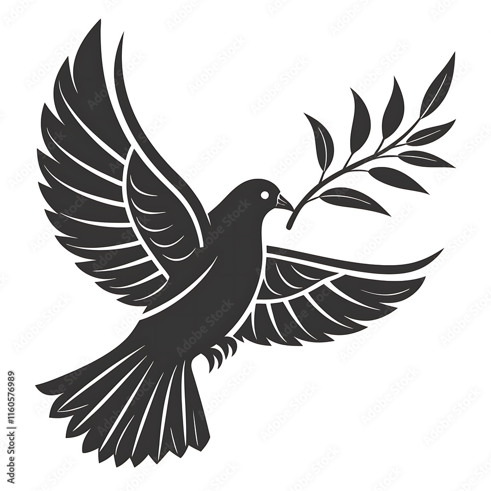 Obraz premium Elegant pigeon silhouette icon against a clean white backdrop.