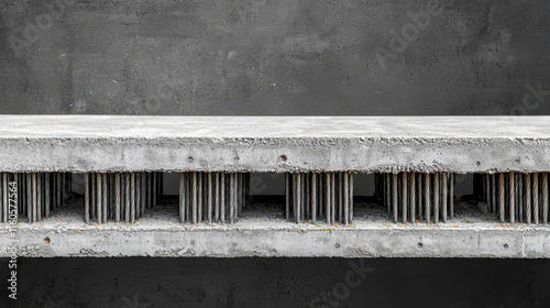 Concrete beam cross section showing visible reinforcement and texture