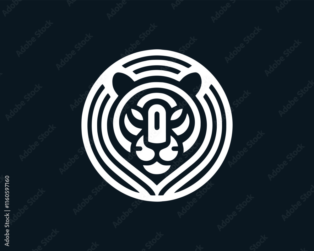 Tiger logo design vector template. Black and white silhouette tiger vector illustration. Tiger logo design vector template. Black and white silhouette tiger vector illustration.