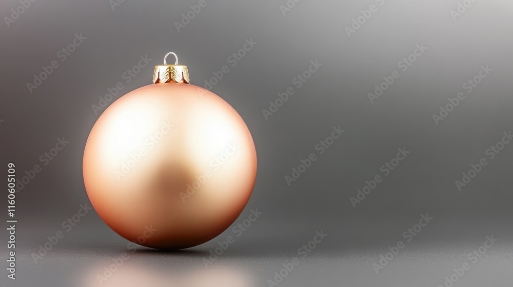 A single gold Christmas ornament placed on a gray surface A single gold Christmas ornament placed on a gray surface