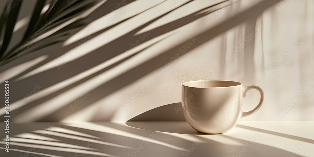 Φωτογραφία A minimalist white ceramic cup on a pure white background, softly lit