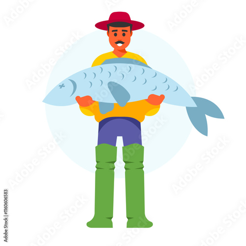 fisherman with a big fish