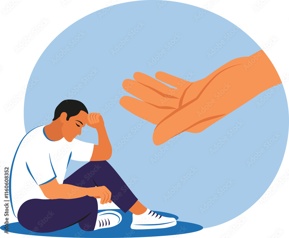 Foto Sad man getting help and cure from stress