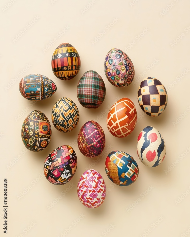 Eier in geometrischen Mustern