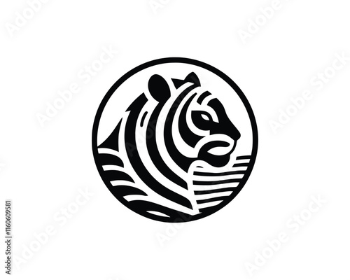 Tiger head, tiger face, logo design vector template. Black and white tiger logo vector illustration.