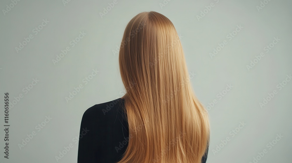 Fototapeta premium Beautiful model girl with Blond hair strand,silky healthy wavy hair strand,hair wavy ribbon, with smooth,Keratin straightening,Treatment,straight long hair,procedures,Smooth hairstyle.