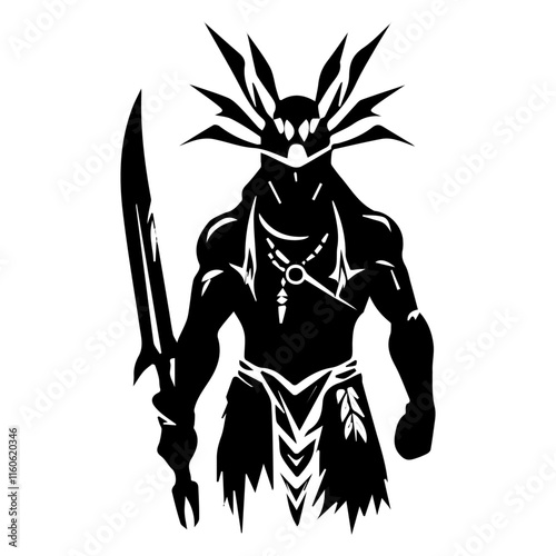 Tribal Warrior, Tribal Head Silhouette, Vector