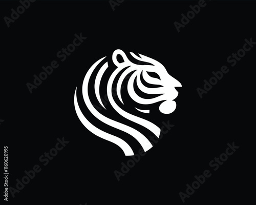 Tiger head, tiger face, logo design vector template. Black and white tiger logo vector illustration. photo