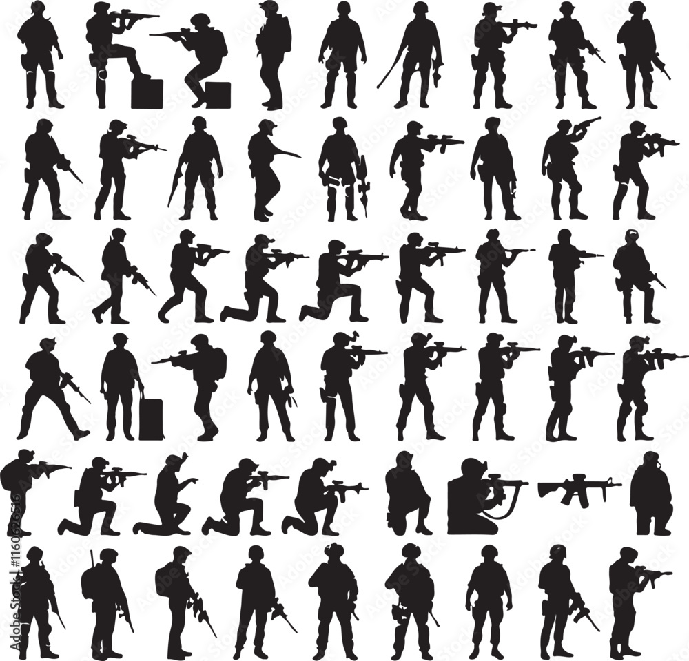 Army Character Sets Vector Illustration Army Character Sets Vector Illustration