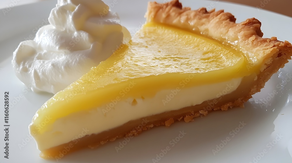 A delicate lemon tart with a golden crust served A delicate lemon tart with a golden crust served