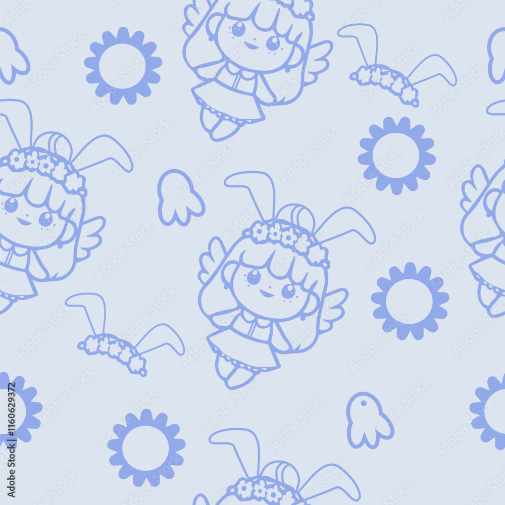 Fototapeta premium baby pattern of cute easter characters for different kind of design