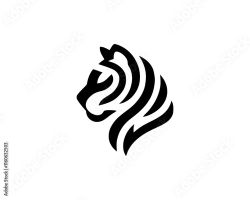 Tiger logo design vector template. Black and white silhouette tiger vector illustration. photo