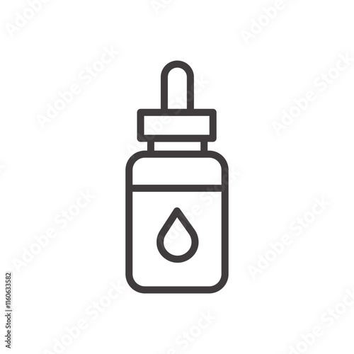 Serum Icon Depicting a Dropper Bottle in Black and White