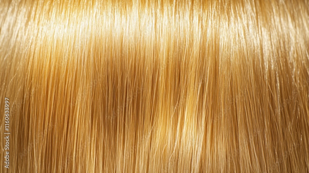 Naklejka premium Beautiful model girl with Blond hair strand,silky healthy wavy hair strand,hair wavy ribbon, with smooth,Keratin straightening,Treatment,straight long hair,procedures,Smooth hairstyle.