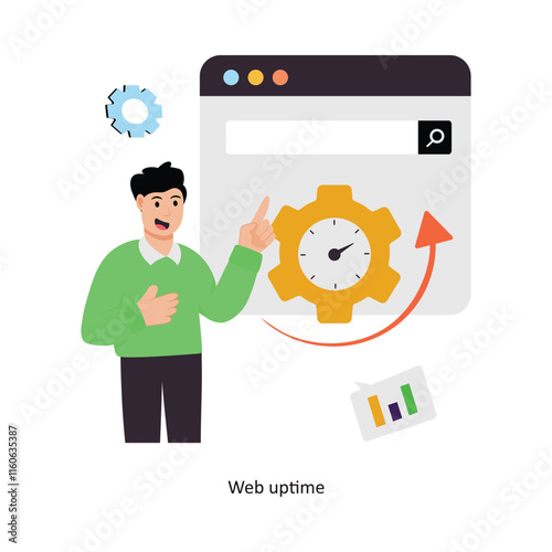 Web uptime concept vector illustration. Web Hosting isolated On white Background.      