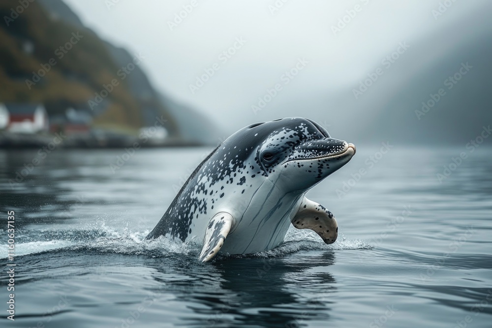 Obraz premium A detailed view of a whale swimming in the ocean