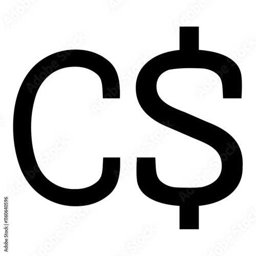 Black Canadian Dollar Sign, Vector Illustration on White Background