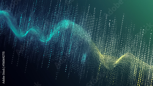 Futuristic Digital Waves. A Neon Grid of Connectivity
