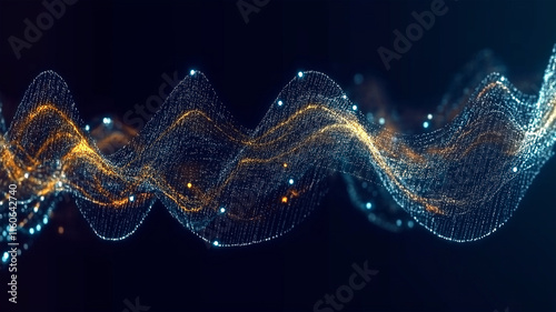 Futuristic Digital Waves. A Neon Grid of Connectivity