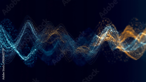 Futuristic Digital Waves. A Neon Grid of Connectivity