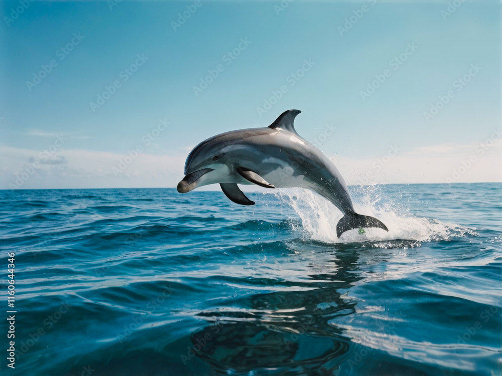 Fototapeta premium a dolphin jumping out of the water