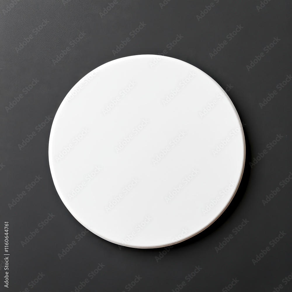 Blank coaster mockup. Plain white circular object on a dark background, ideal for minimalist designs or product presentations. Blank coaster mockup. Plain white circular object on a dark background, ideal for minimalist designs or product presentations.