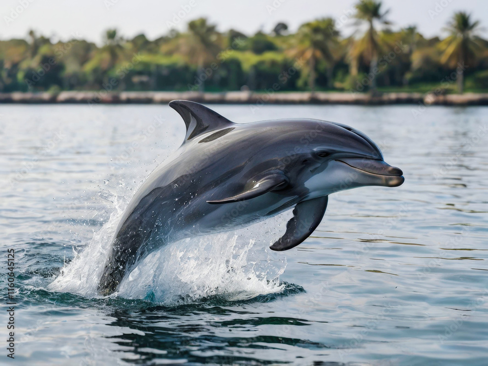 Obraz premium a dolphin jumping out of the water