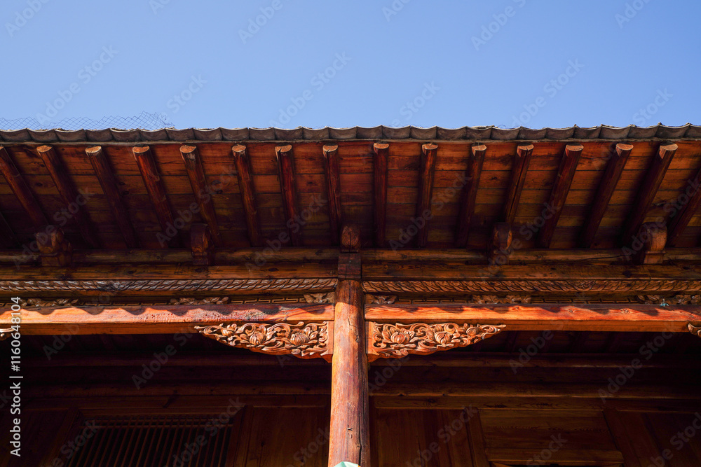 Woodcarving of Tu Nationality Manor in China Ethnic Museum