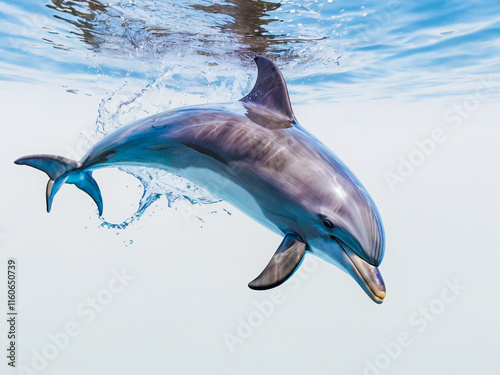 a dolphin swimming in the ocean photo